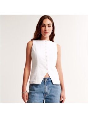 Abercrombie & Fitch Mara white linen vest